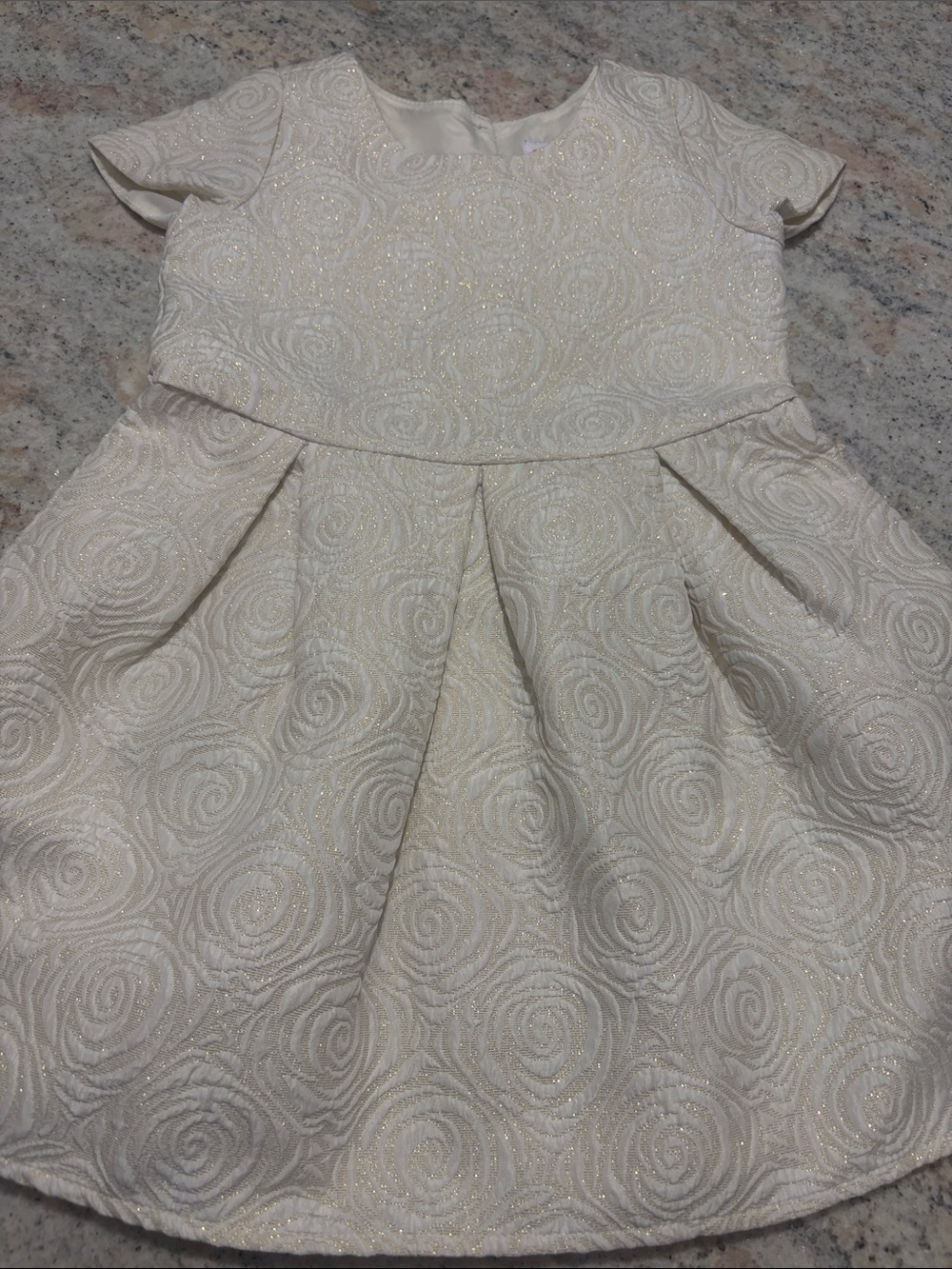 10/$30 Children's Place Cream/Gold Glitter Rose Jacquard Party Dress